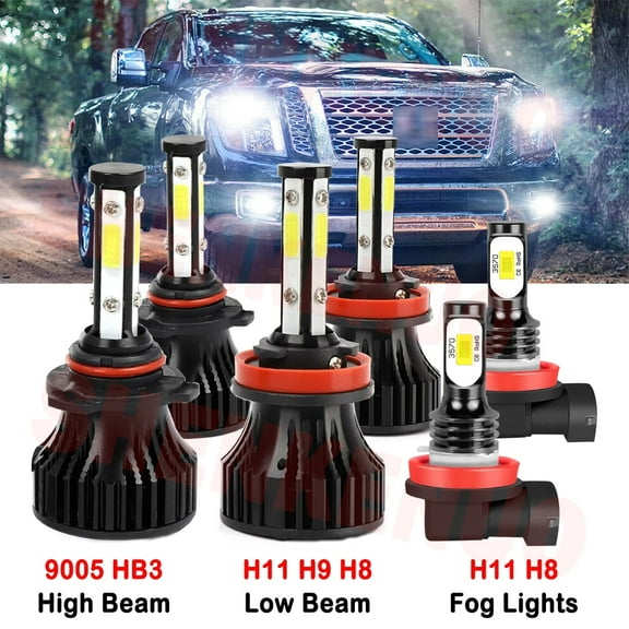 H11 9005 High&Low Beam for Nissan Titan 2017 2018 2019 LED Headlights Fog Lights 6pcs