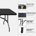 thumbnail image 3 of 8ft Portable Indoor&Outdoor Table with Gravity Lock,Camping Table with Carrying Handle,Folding Table with Foot Pad for Camping, Picnics, Apartment, Black, 3 of 6