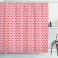 thumbnail image 1 of Rose Shower Curtain, Traditional Japanese Rhombus Pattern with Small Flowers Kimono Motif, Fabric Bathroom Set with Hooks, 69W X 84L Inches Extra Long, Rose Dark Coral and White, by Ambesonne, 1 of 3