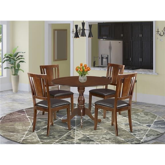 5 Piece Dublin Wood Dining Table Set - Mahogany