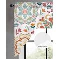 thumbnail image 2 of White Boho Swag Valances for Windows, Small Curtains Drapes, Retro Ethnic Colorful Flower Aesthetic Art Kitchen Window Curtains Over Sink Window Treatment Valance for Bedroom/Bathroom 56"x36", 2 of 5