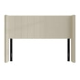 thumbnail image 3 of Home Design Ipswich Queen Upholstered Wingback Headboard with Nailhead Trim, Modern Vertical Channel Tufting, Beige, Easy Assembly, 3 of 9