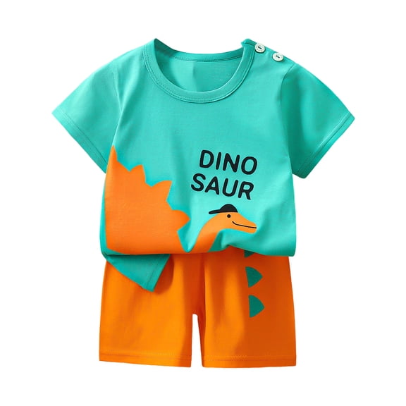 Sopiago Toddler Baby Clothes Boy 3 6 12 18 24 Months 2T 3T 4T 5T Boys Summer Outfits Retro Animals Tee Shirts T-Shirt Shorts Set Pajamas Boys Light Green,18-24 Months