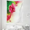 thumbnail image 1 of Floral Tapestry, Hibiscus Flower Florets Buds Leaf Essence Fragrance Blossoms Garden Image, Wall Hanging for Bedroom Living Room Dorm Decor, 60W X 80L Inches, Hot Pink Fern Green, by Ambesonne, 1 of 2
