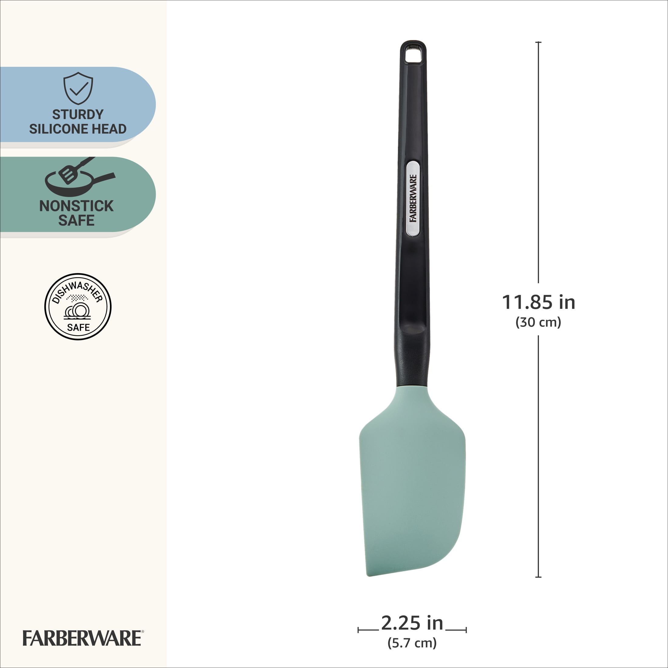 Farberware Professional Silicone Scraper Spatula with Plastic Handle Sage Green