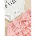 thumbnail image 6 of Bagilaanoe 2pcs Newborn Baby Girl Shorts Set Short Sleeve Letter Print Romper Tops + Shorts + Headband 3M 6M 12M 18M Infant Casual Summer Clothes, 6 of 8