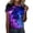 Purple, variant on Womens Starry Sky Universe Graphic Print T-Shirt Celestial Space Theme Crewneck Short Sleeve Top Galaxy Nebula Summer Tee