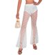 thumbnail image 2 of Pantalones de verano Qarigey estilo gótico para mujer Pierna ancha encaje Cintura alta Blanco, 2 of 6
