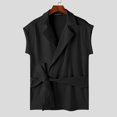 thumbnail image 3 of INCERUN Tops 2024 estilo coreano nuevo para hombres textura diseño de tapeta inclinada camisas moda cordón sin mangas cárdigan blusa S-5XL, 3 of 5