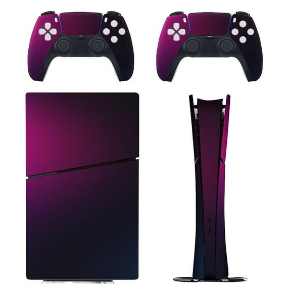 Skin Sticker for PS5 Slim Standard PS5 Pro Disc Digital Edition Console and Controllers Decals for Playstation 5 (Dark Purple Vector Blur Pattern,PS5 Pro Disc Edition)