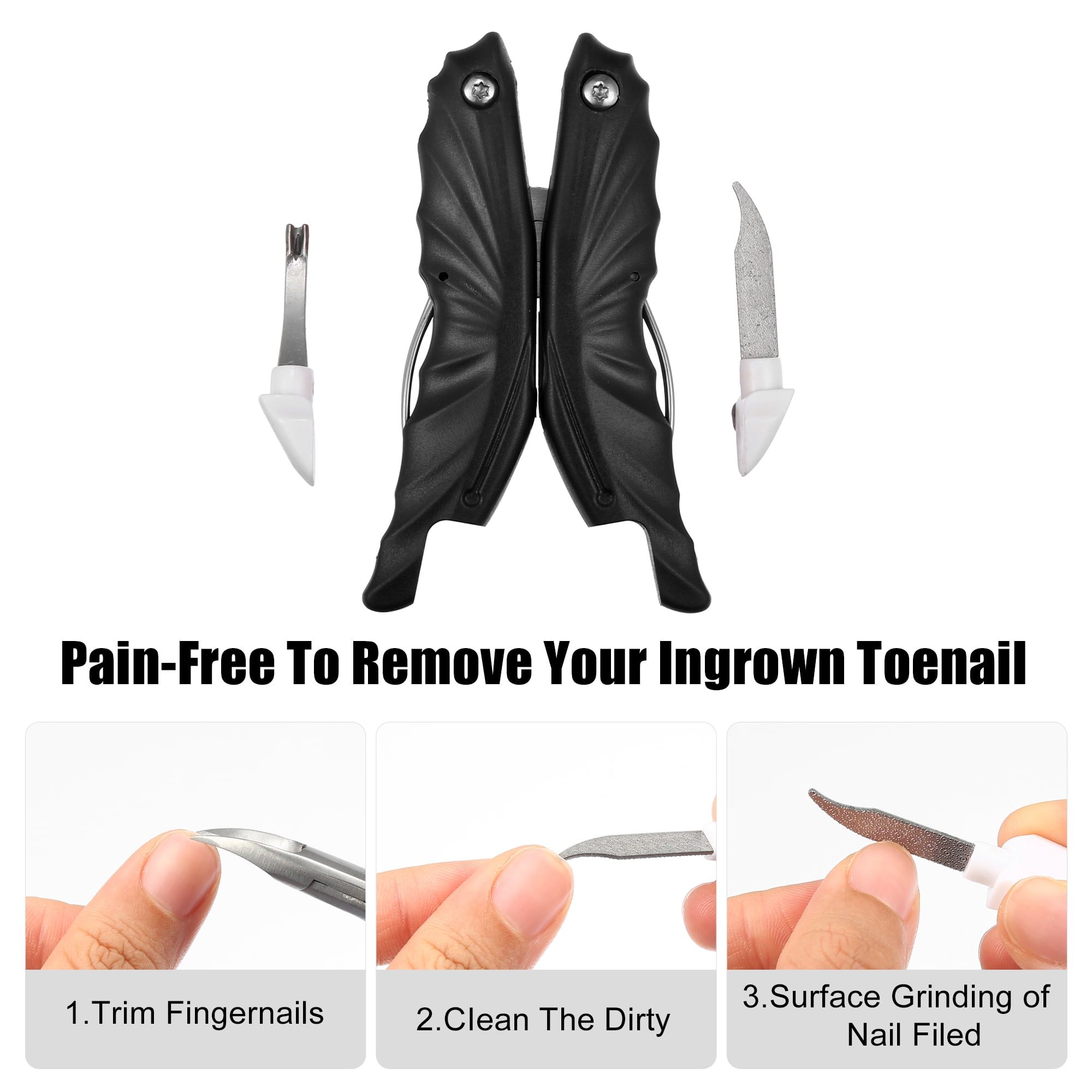 Unique Bargains Stainless Steel Toenail Clippers for Thick Nails Black