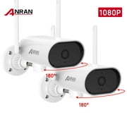 ANRAN Wireless Security Camera Outdoor with 1080 HD Video, WiFi Camera Outdoor and Night Vision for Home, Rotate 180° Horizontally, IP65 Waterproof, SD and Cloud Storage, 2-Pack