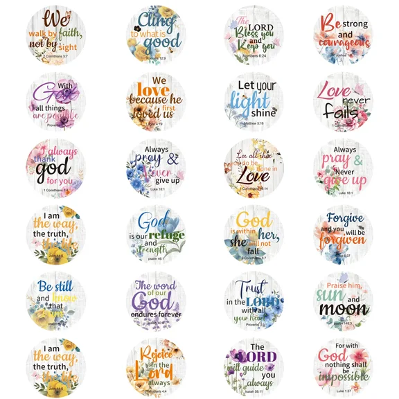 1200Pcs Bible Verse Stickers, 24 Styles Floral Scripture Stickers Christian Religious Inspirational Decals for Crafts Cards Envelope Seals and Christian Party Easter Gifts,1.5 Inch