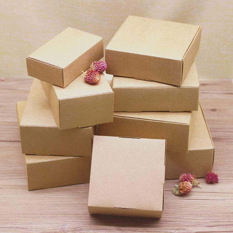 10pcs/lot Kraft Gift Paper Box Mult Size White Paper Cardboard 2 Colour Option