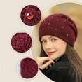 thumbnail image 6 of YOTMKGDO Beanie, Women Warm Wool Hat Fashion Winter Cold Proof Hat Ear Knitted Pullover Hat, Wine, 6 of 7