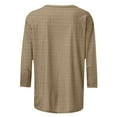 thumbnail image 5 of nerohusy Women Waffle 3/4 Sleeve Shirts Casual Solid Color Crew Neck Pullover Top Basic Dressy Loose Daily T-Shirts 2025 Spring Tunic Blouse Tops Khaki,XXXL, 5 of 5