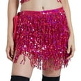 thumbnail image 1 of Justharion Jupe Mini Passion Danse du Ventre Large Application Paillettes Franges Jupe Rouge Rose, 1 of 6