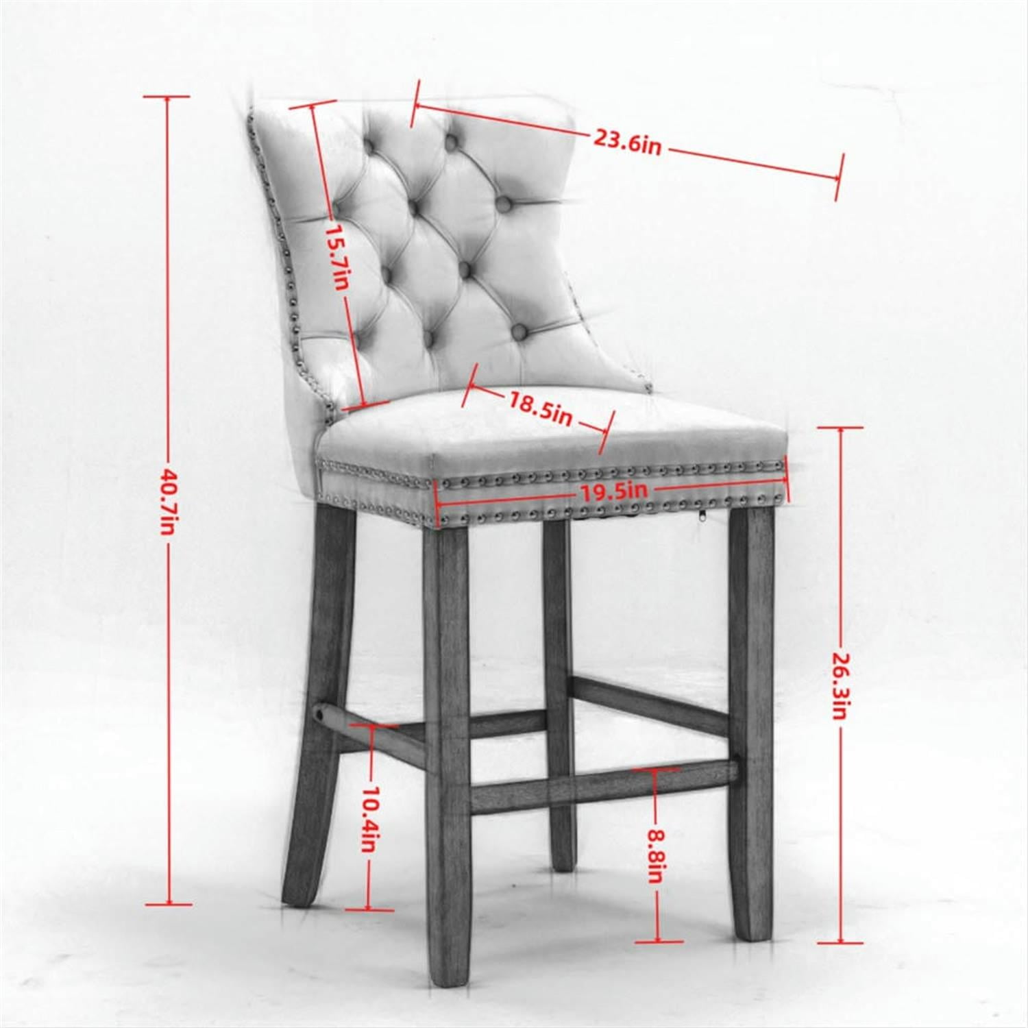 Demi Bonn 40" Counter Height Bar Stools Set of 2, Velvet Upholstered Barstools with Back, Kitchen Island Countertop Chairs for Dining Room, Gray