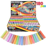 Joyfy 180PCS Washable Sidewalk Chalks, Outdoor Non-Toxic Jumbo Chalk Set for Art Play Back to School Classroom Prize