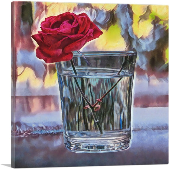 ARTCANVAS Rose Flower Drink Home decor Canvas Art Print - Size: 26" x 26" (1.50" Deep)