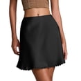 thumbnail image 2 of ZHOGXU Women Skirt Summer High Waist Solid Color Lace Trim A Line Fashion Comfortable Skirt For Casual Daily Wear,Black,Xl, 2 of 6