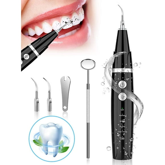 Ultrasonic Tooth Cleaner - Plaque Remover for Teeth with LED, 5 Adjustable Modes, 2 Replaceable Clean Heads, Removes Teeth Stain, Tartar, Plaque, and Calculus_Special Gift
