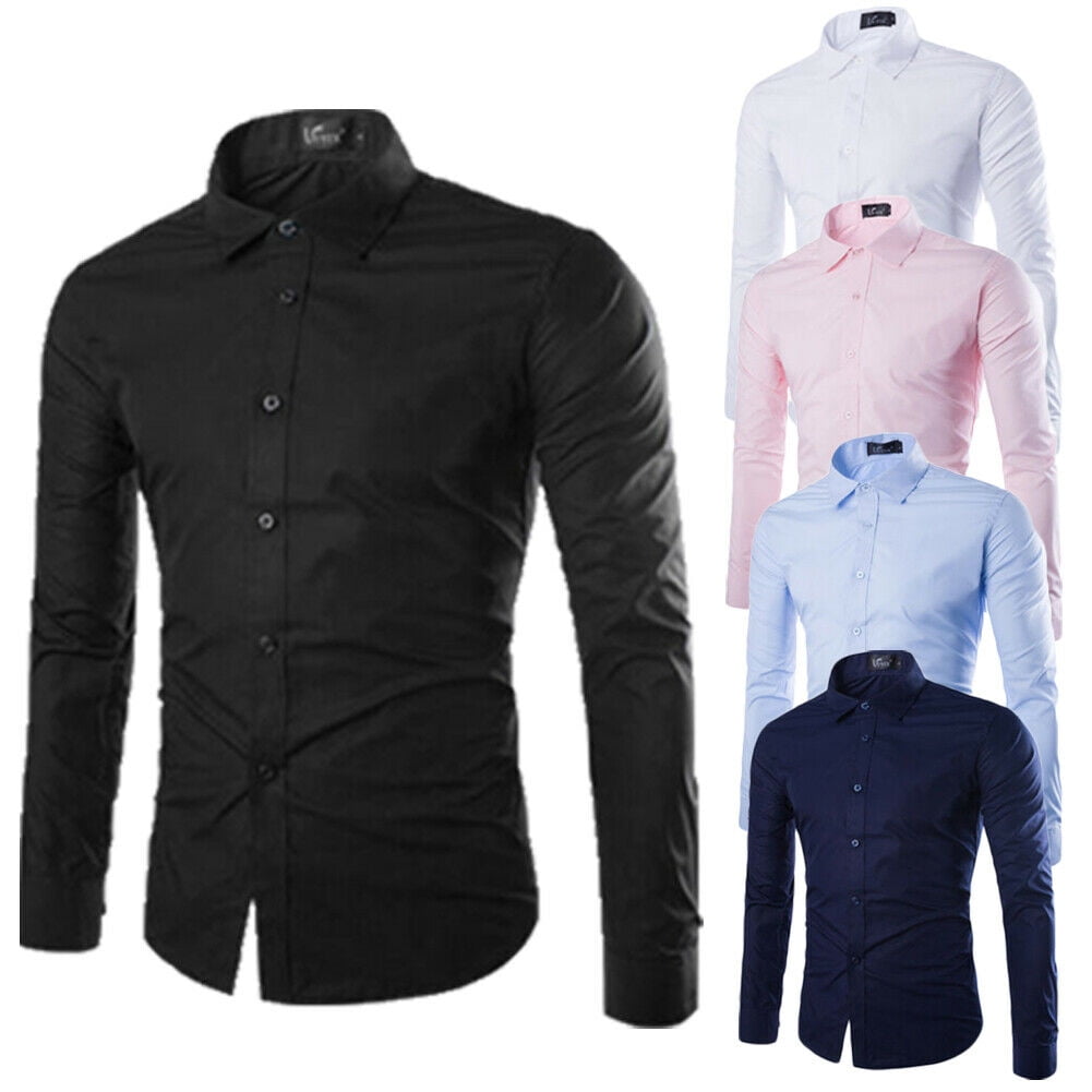 Fashion Mens Luxury Casual Stylish Slim Fit Long Sleeve Casual Dress