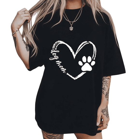 Pet Love Memorial Dog Mom Shirts Black S-5XL Print Tshirt Heart Paw Graphic Tees Tops