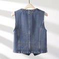 thumbnail image 4 of TrendOFT Womens Denim Vest Sleeveless V neck Jean Suit Trendy Waistcoat Jean Vest for Women Blue L, 4 of 5