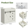 thumbnail image 3 of DreamCurship 32" Bathroom Vanity with Sink Combo, White Bathroom Storage Cabinet with Drawers, Farmhouse Bathroom Vanity Cabinet with Sliding Barn Doors, White, 3 of 8
