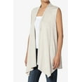 thumbnail image 3 of TheMogan Women's Long Vests Sleeveless Draped Lightweight Open Front Cardigan, 3 of 7