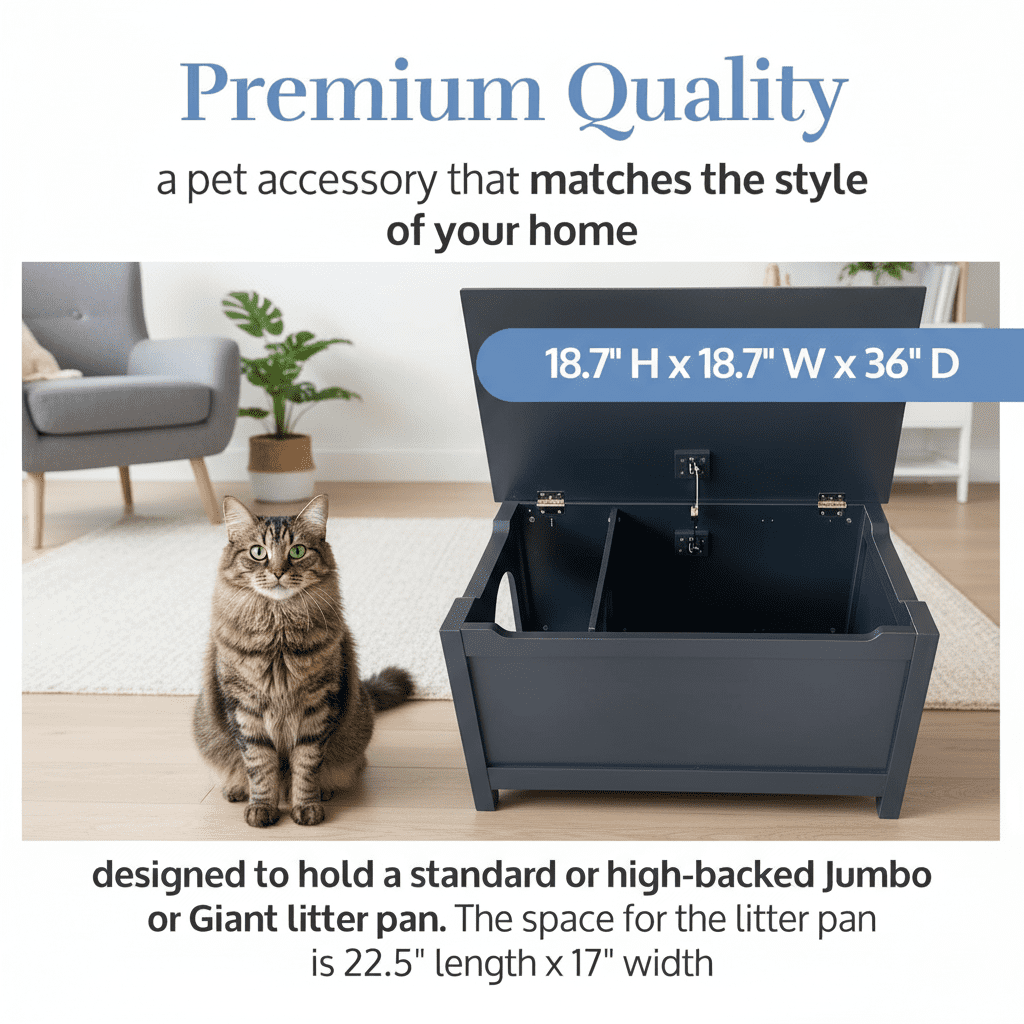 Catbox Cat Litter Box Enclosure, Hidden Dog-Proof Pet Furniture with Cover (Charcoal)