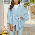 thumbnail image 2 of BUWTTED Women's Elegant Shawl Wraps Soft Open Front Poncho Sweater for Spring Fall Winter Light Blue One Size, 2 of 5