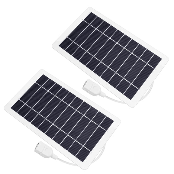 5V 5W USB Solar Panel Charger Portable Monocrystalline Silicon Solar Panel Weather-Resistant Solar Charger for Cell Phone, Camera, USB Fans, Perfect for Camping, Hiking, Outdoor Travel (White, 2 PCS)