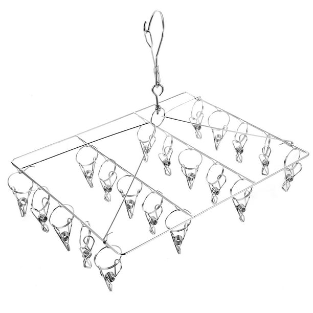 GOOHOCHY Percha para calcetines y sombreros, con 20 pinzas, de acero inoxidable, para ropa