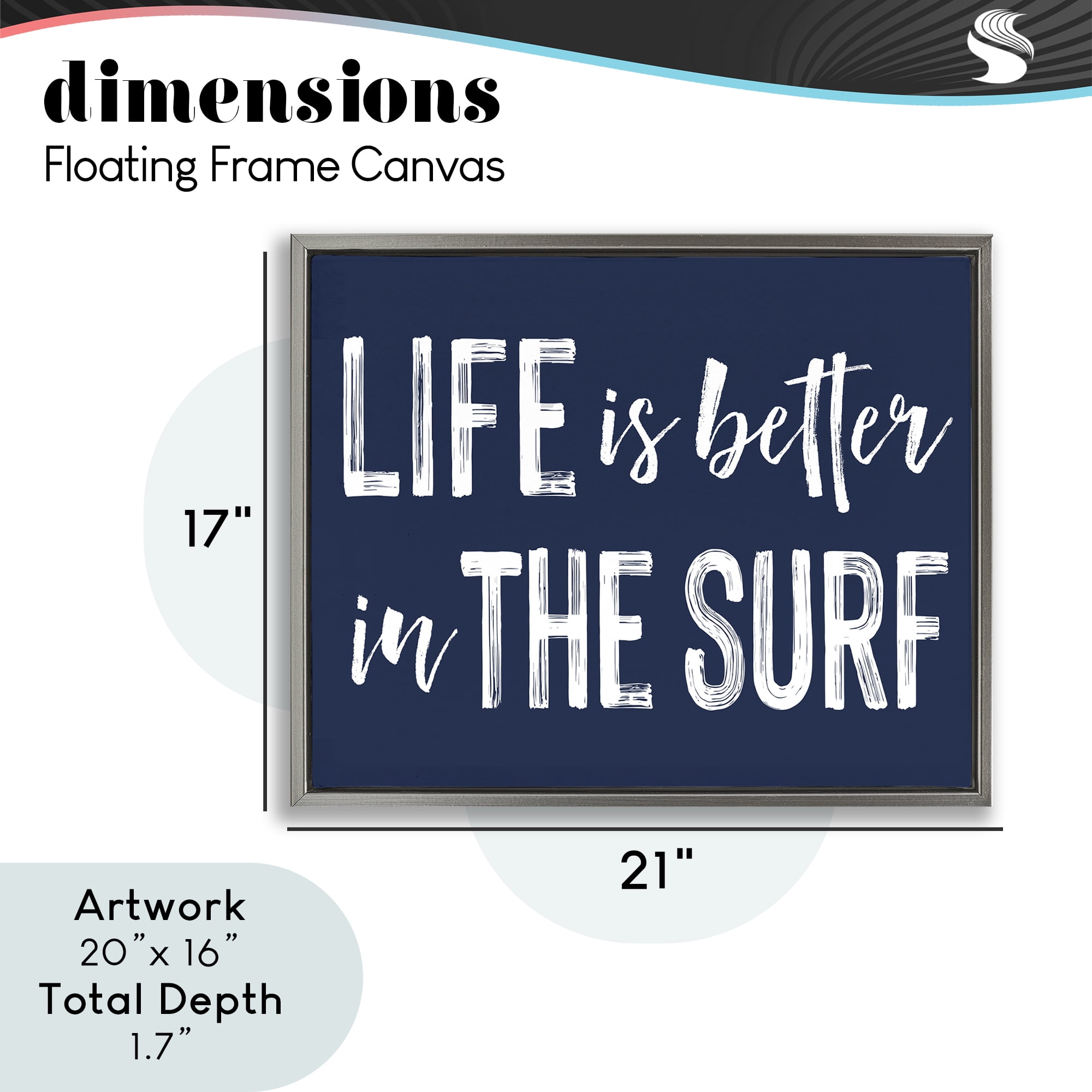Life Better In Surf Gray Framed Floater Canvas Wall Art, design by Lettered and Lined