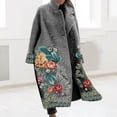 thumbnail image 5 of Tiqkatyck Womens Winter Coats Clearance Women's Winter Coat Long Overcoat Floral Print Trench Coat Thermal Warm Heated Coat Double Breasted Lapel Windproof Oversized Street Jacket for Women Grey, 5 of 7