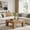 Natural, variant on 47 Inch Modern Farmhouse Coffee Table, Rectangular Low Profile Wooden Center Table for Living Room with Open Shelf, Black Accent Furniture Black