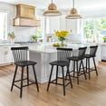 thumbnail image 7 of Dycanpo 24'' Windsor Wooden Counter Height Chairs Set of 3, Upgraded Farmhouse Bar Stools with Spinddle Back for Kitchen,Black, 7 of 7
