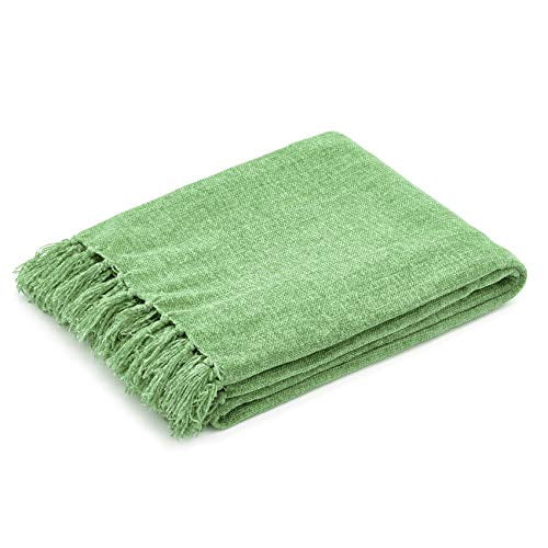 Americanflat Chenille Throw Blanket in Sage Green Breathable