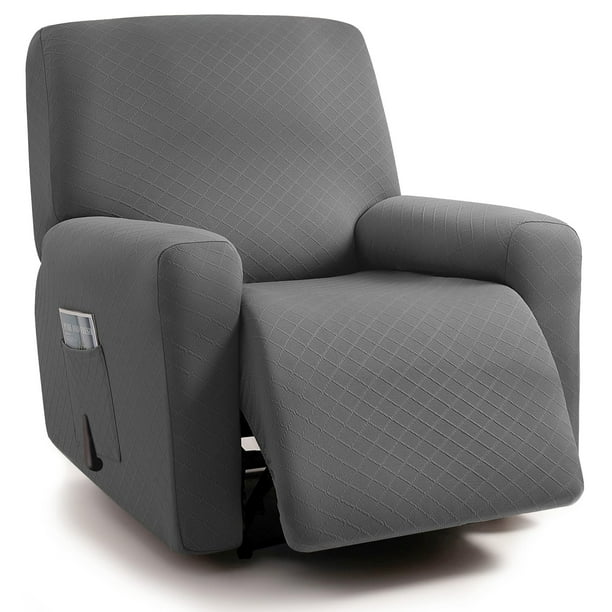Funda de sillón reclinable ULTICOR de jacquard de 4 piezas, gris oscuro