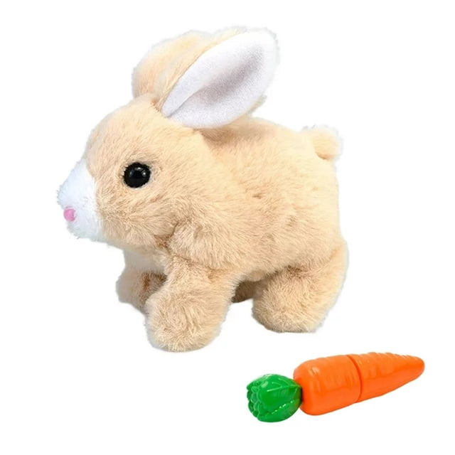 Plush Electric Little White Rabbit Simulation Pet Can Walk Move Its Mouth Shake Its Ears Long Hair Rabbit Pet Toy
