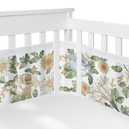 Sweet Jojo Designs + BreathableBaby Vintage Floral Blue and Yellow Girl Breathable Mesh Crib Liner