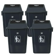 18 Gallon Plastic Swing Top Trash Cans, Large Waste Bins with Lids, Grey, 4 Packs
