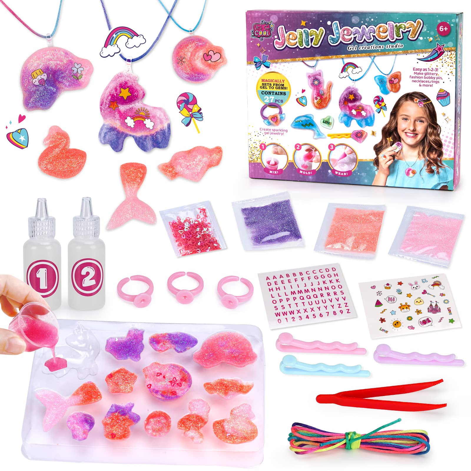 COLOUR YOUR OWN SPARKLING JEWELLERY GIRLS GIFT FUN ART TOY BIRTHDAY PARTY GIFT 