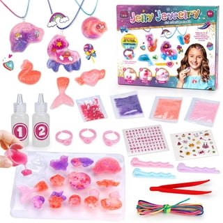 Pearoft Gift for 5 6 7 8 Year Old Girls Kids Craft Kits Girl Toy Age 6-8  Arts and Crafts for Kids Bracelet Making Craft for Girl Liquid Glitter  Jewellery Making Kit