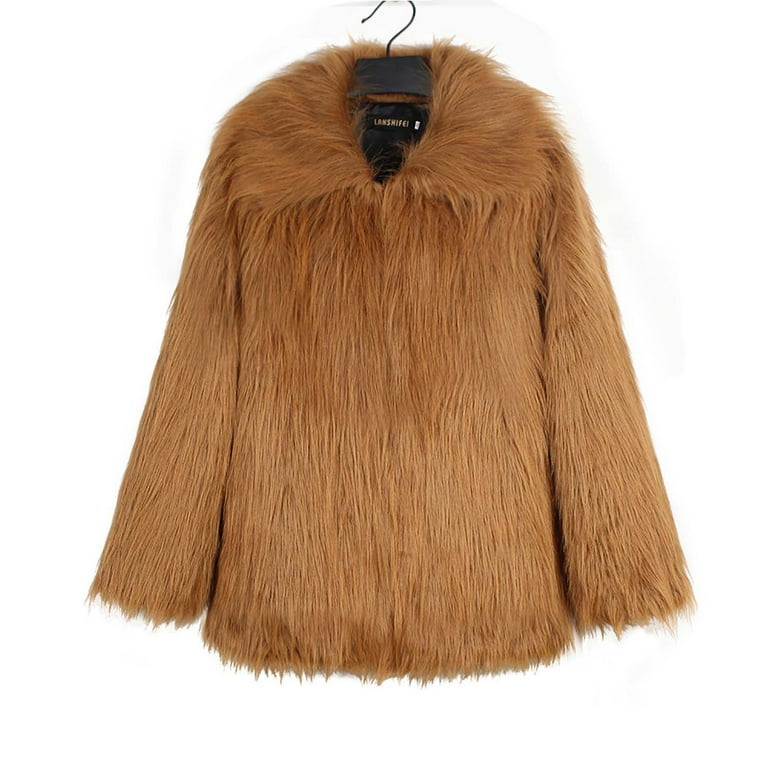 Penkiiy Men's Faux Fur Short Coat Winter Leopard Warm