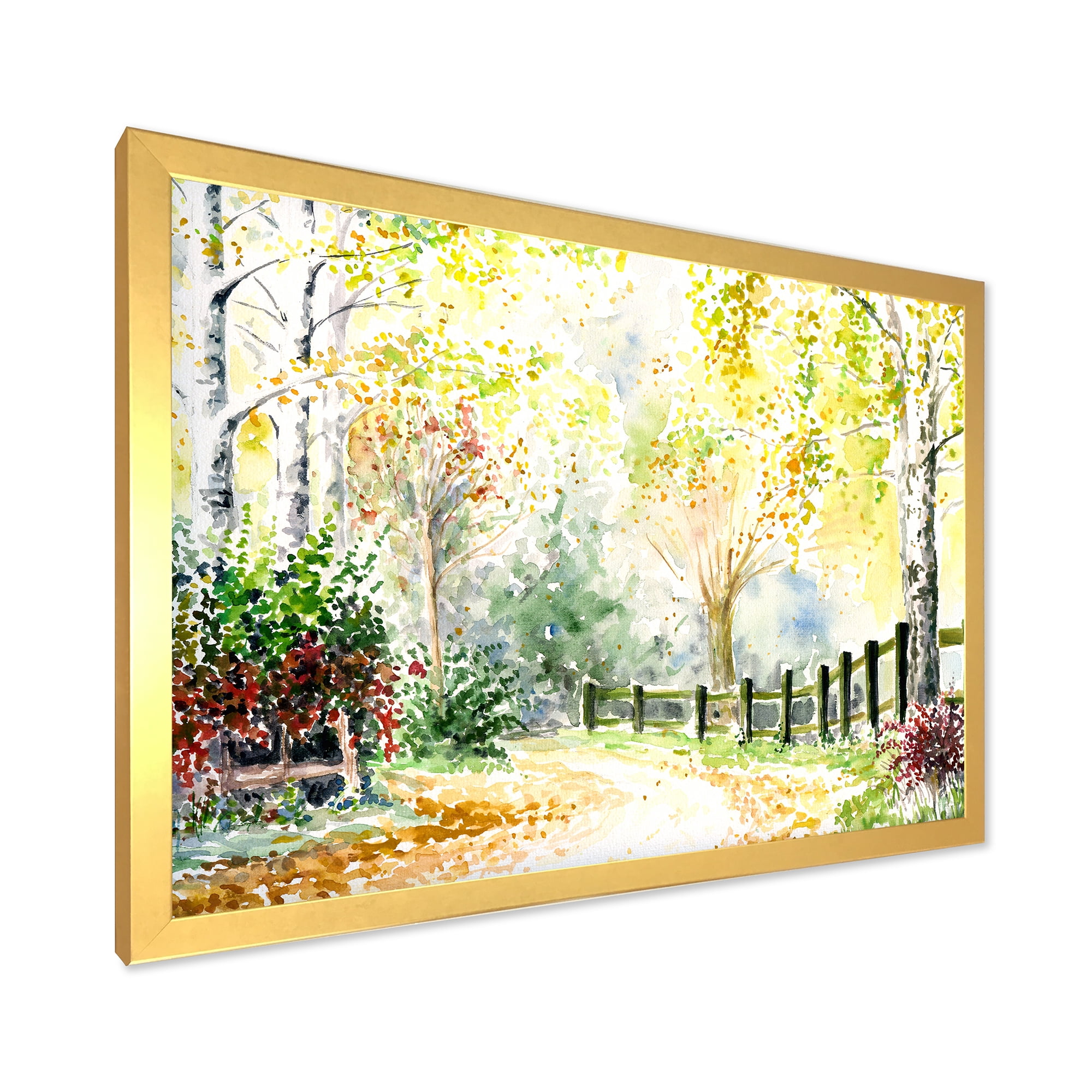 Designart 'Autumn Countryside The Afternoon Landscape' Traditional Framed Art Print