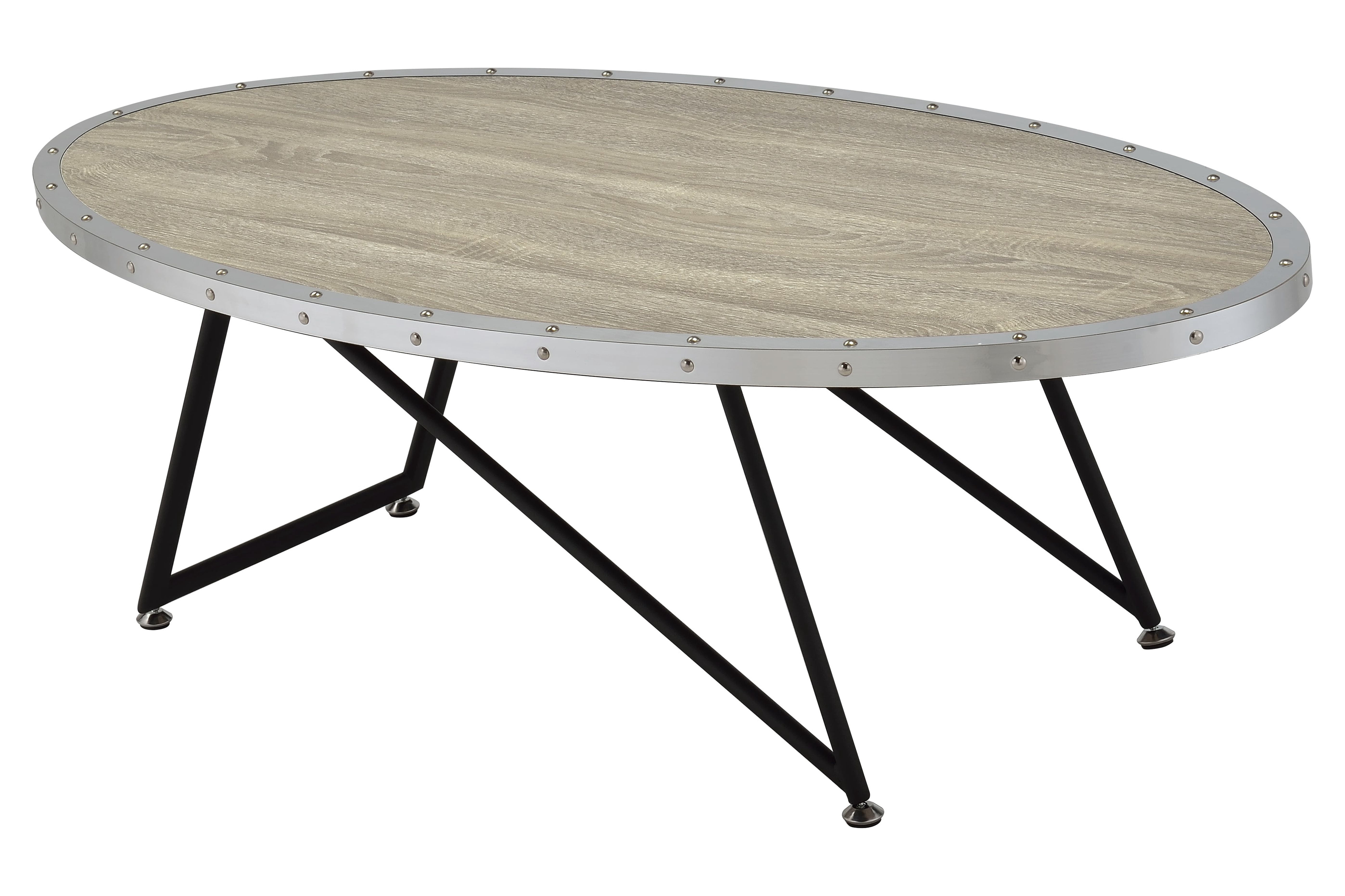 Coffee Table, Gray Oak & Metal Finish