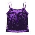 thumbnail image 3 of Manyakai Kids Girls Sparkly Sequins Tank Top Adjustable Shoulder Straps Jazz Latin Glitter Camisole Purple 14, 3 of 7